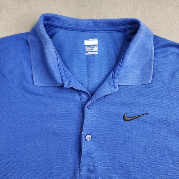 Nike Dri-Fit Golf Polo Shirt Men's Large Royal Blue Athletic Sporty Casual - Picture 5 of 10